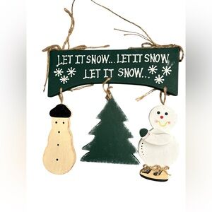 Source Unknown Green and White Snowman Holiday Decor